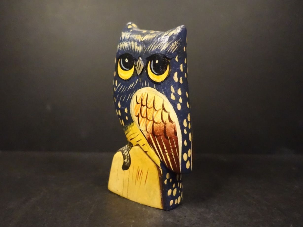 Figuren: Farbenfrohe Eule aus Holz – Gebraucht aus Russikon von Eulenfeder 1