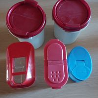 Tupperware Gewürzbehälter Set 5-teilig rot/blau gebraucht