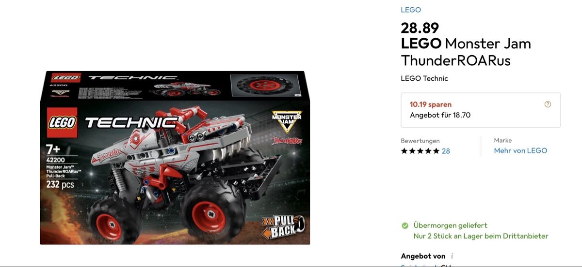 Lego Giocattoli: LEGO Monster Jam ThunderROARus – Nuovo (secondo la descrizione) da Zürich venduto da Hossi66