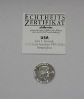 Silbermedaille 1/10 Unze JFK, 999er Silber