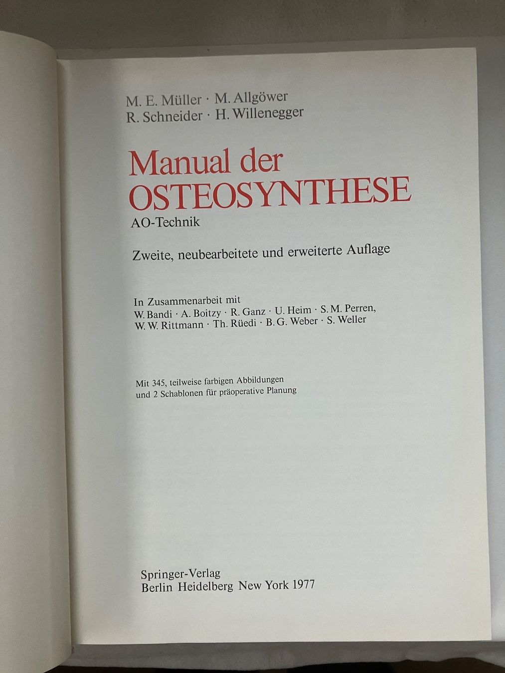 Libri: Manual der Osteosynthese Mülle.Allgöwer.SchneiderWillenegger – Usato da ZUERICH venduto da Carolus1 2
