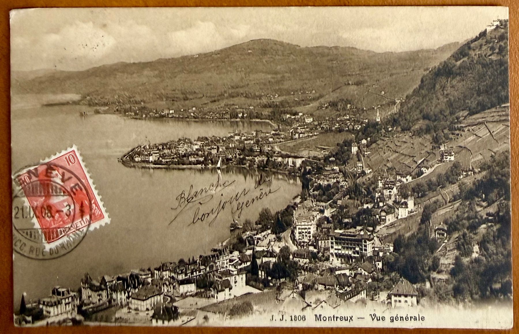 Cartoline postali: Montreux - Belle vue générale 1908 – Usato da Lutry venduto da Ediego