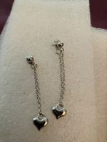 Elegante Ohrstecker, Anhänger mit Herz, silberfarben, neu