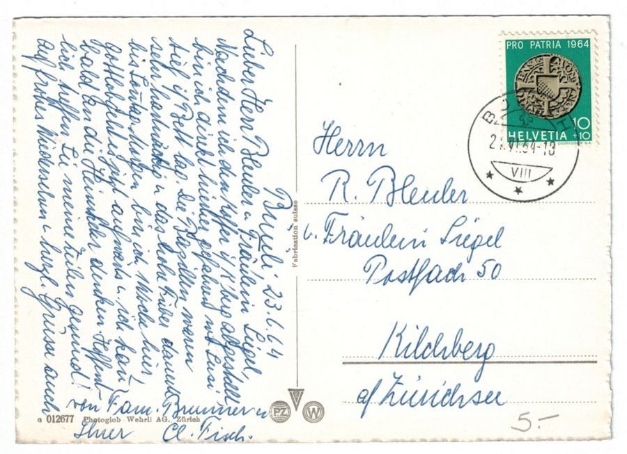 Cartoline postali: Bülach, Kirche, Oldtimer, gelaufen 1964 – Usato da Frauenfeld venduto da POML 1
