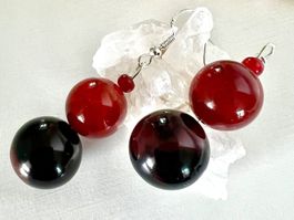 XL Silber Ohrhänger Onyx & Karneol handgefertigt Neu Unikat