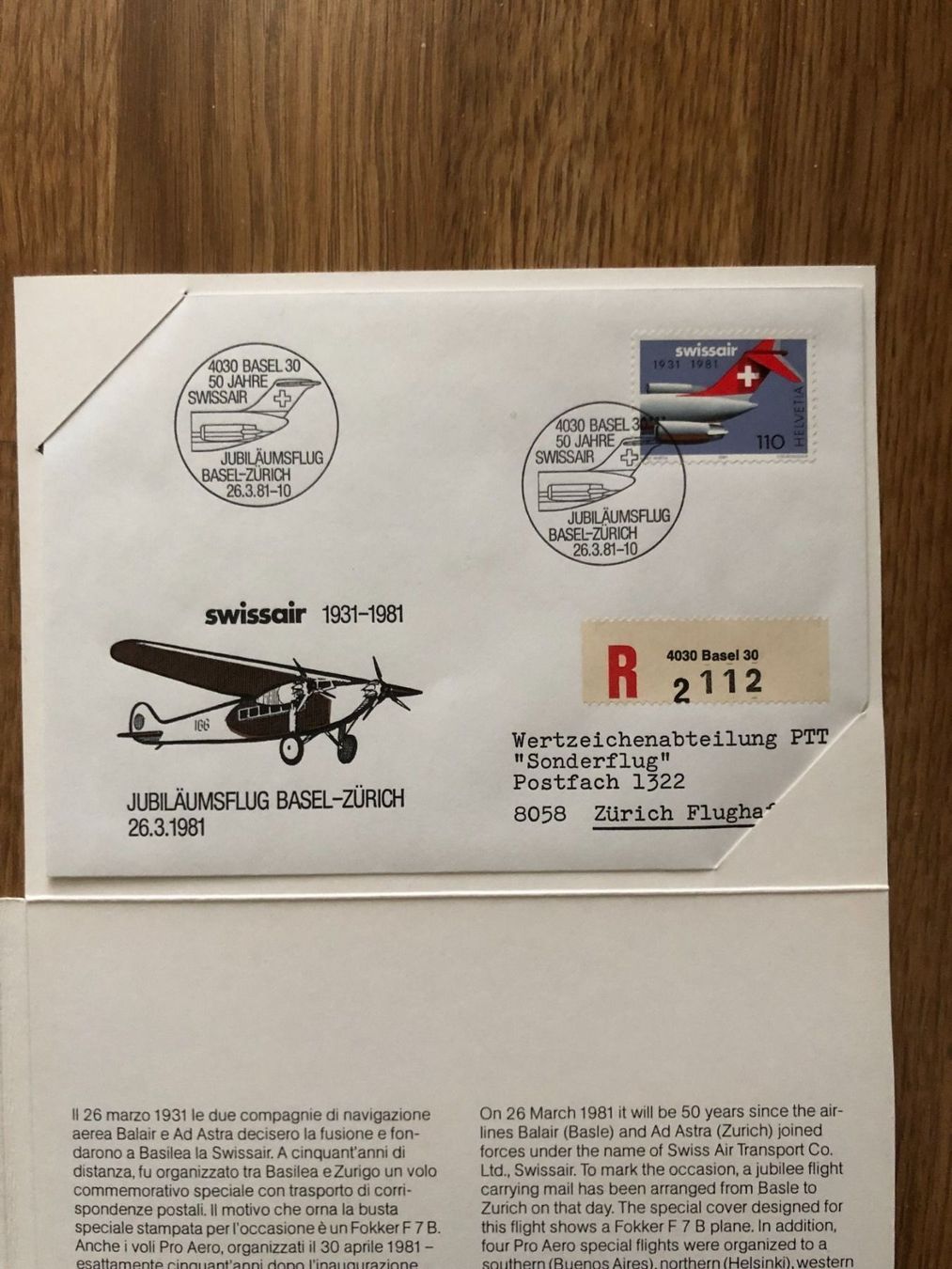 Tutti i francobolli: Pro Aero-Sternflüge/Jubiläumsflug 1981, div. Destinationen – Nuovo e nell'imballaggio originale da Landquart venduto da interesse63 4