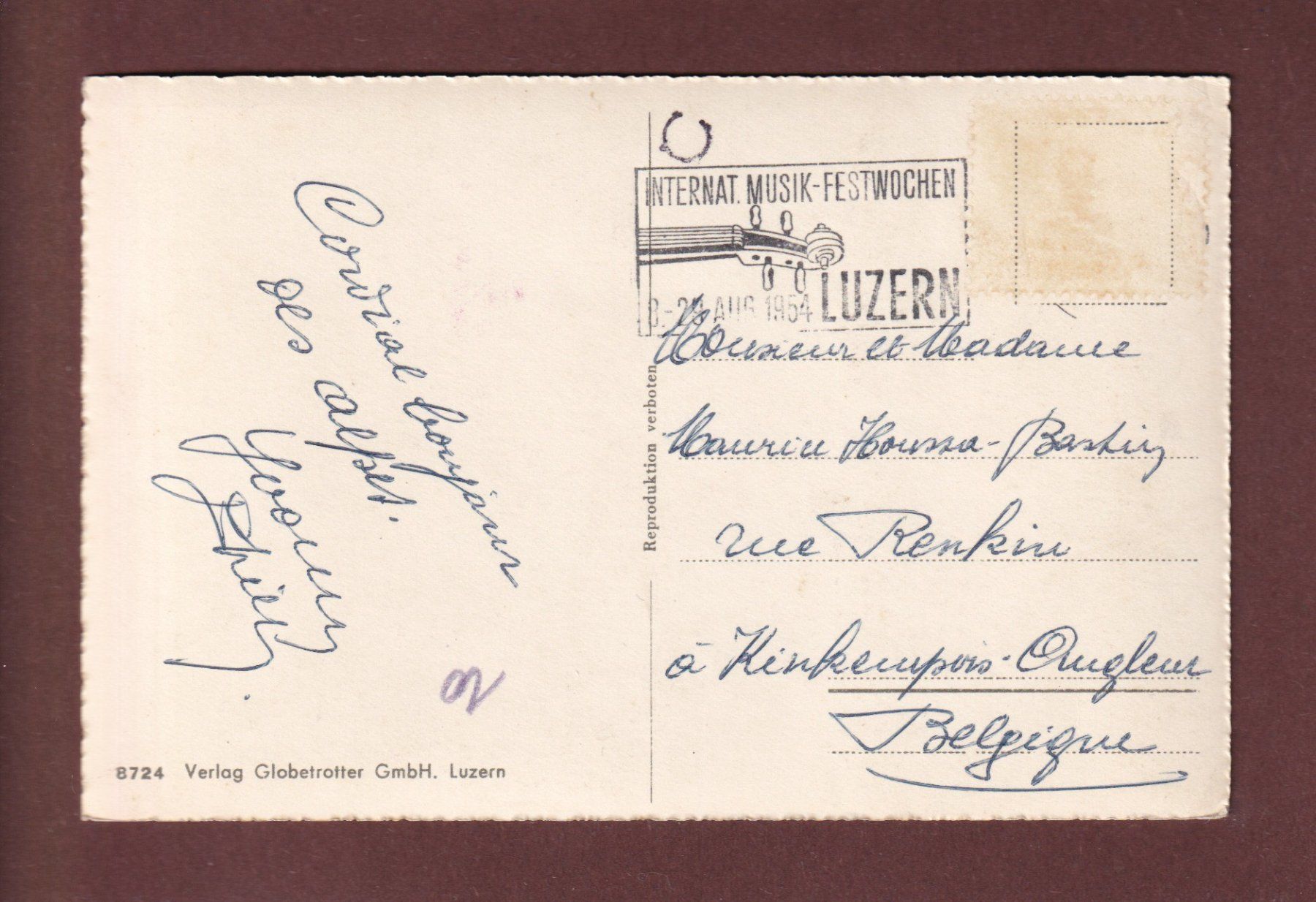 Cartoline postali: LUZERN - Schiff Gallia - Bahnhof - 1954 – Usato da Pully venduto da nicecards-shop 1