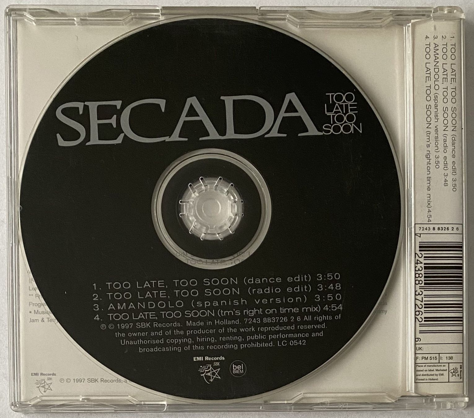 CD: Secada, Too Late, Too Soon – Usato da Flums venduto da Asquillo 1