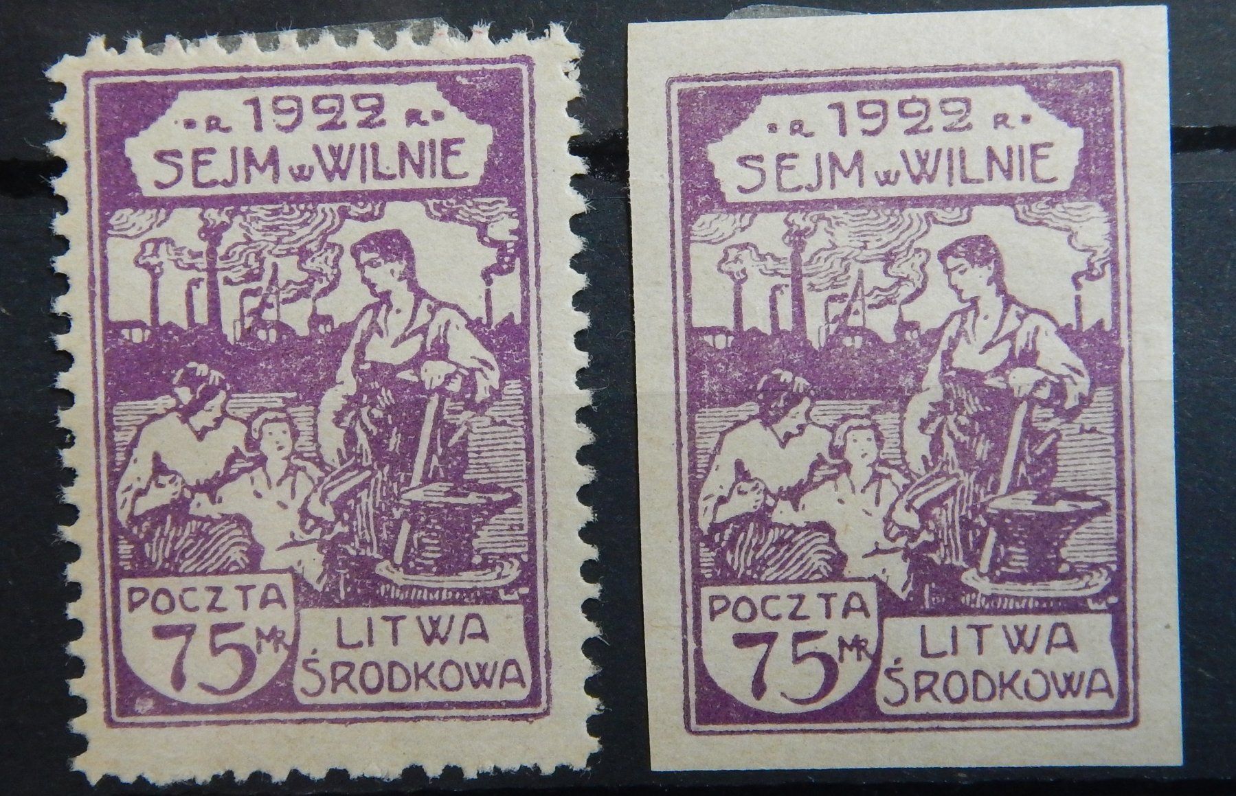 Tutti i francobolli: Mittellitauen Kat. 47 A&B * 1922 – Usato da Zürich venduto da Muehlekauf