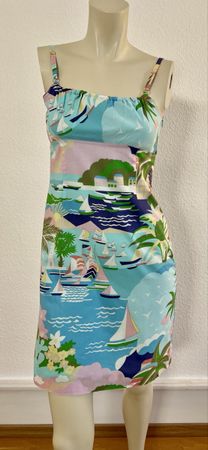 🌊 ESCADA Sommerliches Kleid mit Segelbootmuster, Gr. 34 🌊