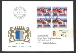 R-FDC Nr. 604 Viererblock 800 Jahre Luzern ET 9.3.1978