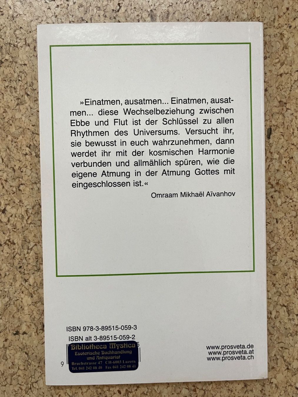 Bücher: Büchlein Softcover "Die Atmung", Omraam M. Aïvanhov – Neu (gemäss Beschreibung) aus Grosswangen von Vita500 1