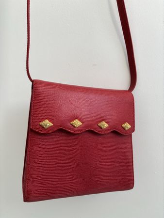 Vintage Princess Red Reptile Shoulder Bag, Stylish!