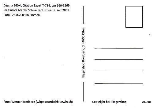 Cartoline postali: Ansichtskarte Cessna 560, T-784 – Nuovo (secondo la descrizione) da Basel venduto da Dogana 1