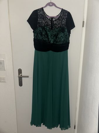 Elegantes Abendkleid mit Spitze, Grösse 46, Dunkelgrün