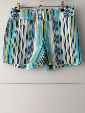 kurze Hosen, weiss gestreift mit blau/grün , Gr. 36