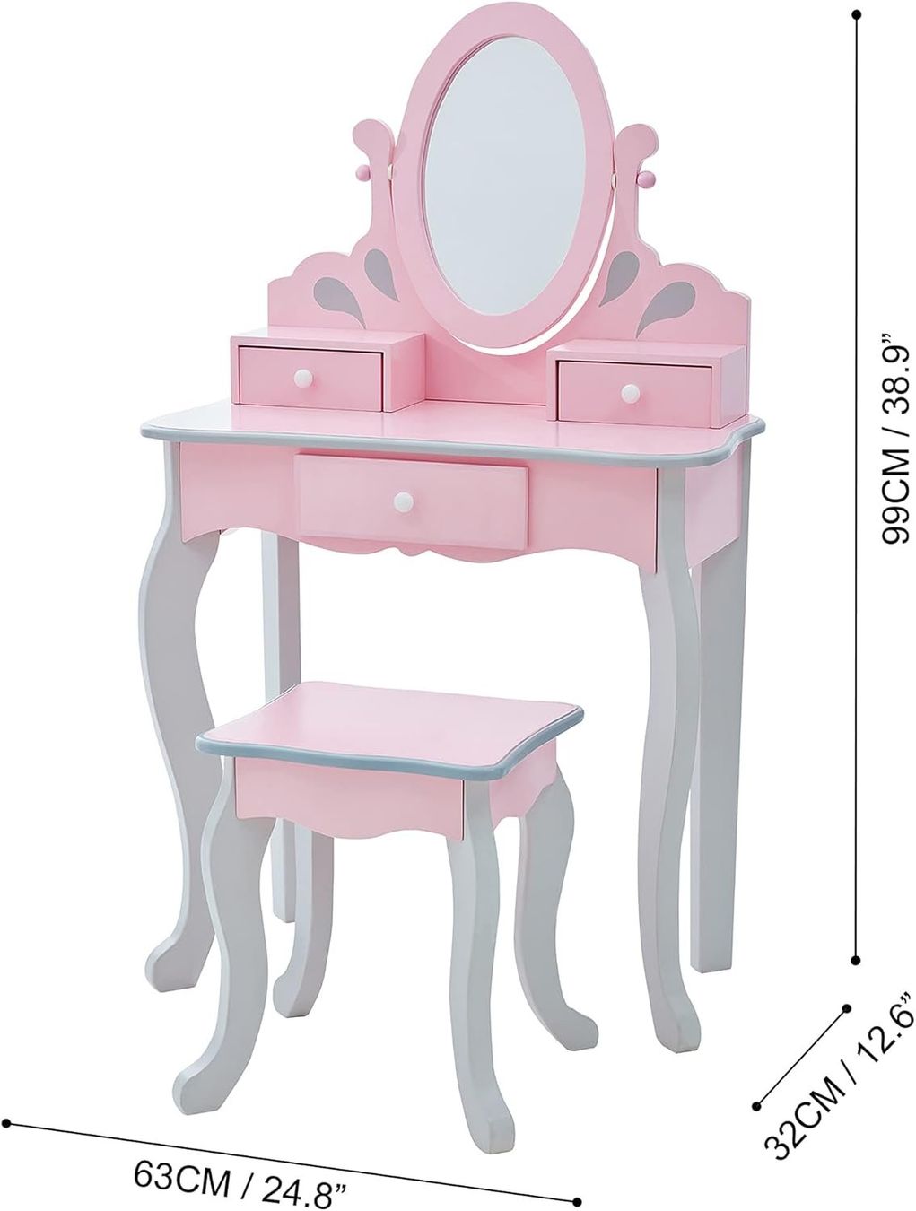 Tavoli da trucco: Kinder Schminktisch mit Spiegel & Hocker rosa – Nuovo e nell'imballaggio originale da Dietikon venduto da Abverkauf10 2
