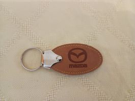 Schlüsselanhänger MAZDA, Leder-Metall, ca. 10 cm