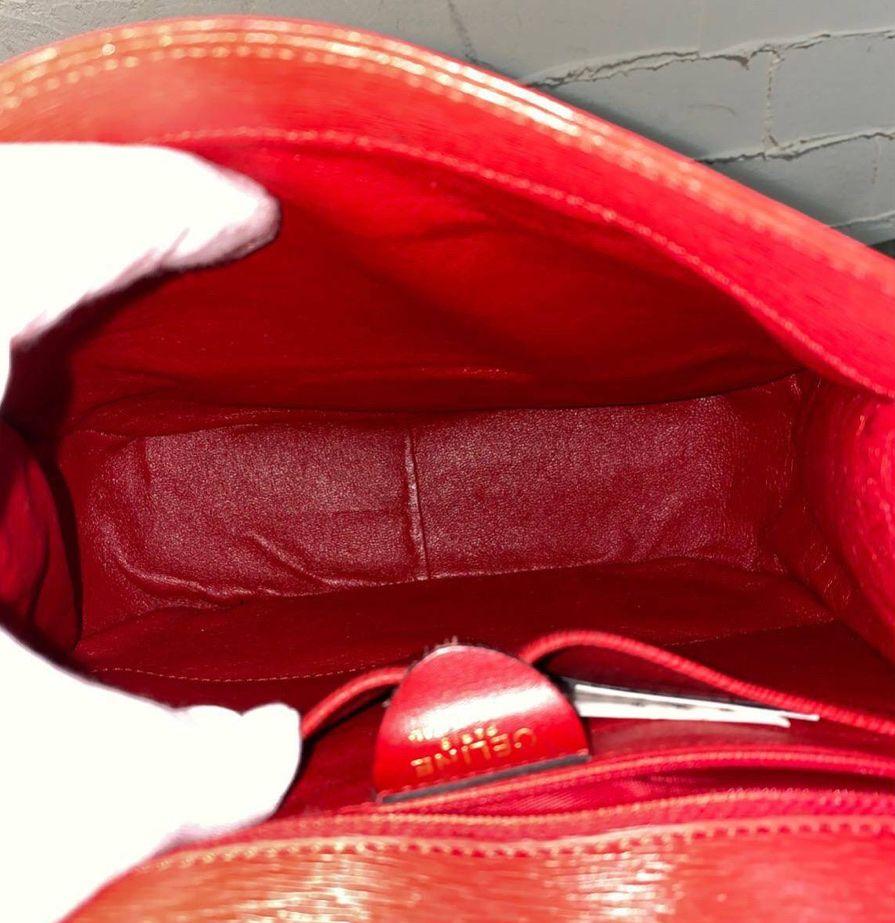 Celine Borse da donna: Sac Céline triomphe vintage rouge, cuir véritable – Usato da Jussy venduto da VanderVault 6