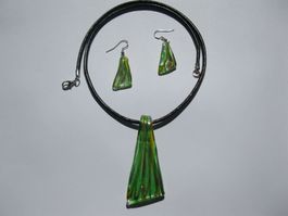 Set: Glasanhänger mit Kette und Ohrringe *OVP*