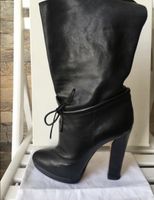 Casadei Black Leather Heeled Boots - Size 8