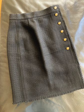 TWEED ROCK, GR.34, SCHWARZ, NEU, MIT CHANEL PAPER BAG