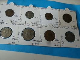 Zypern, Konvolut alte Münzen  1955