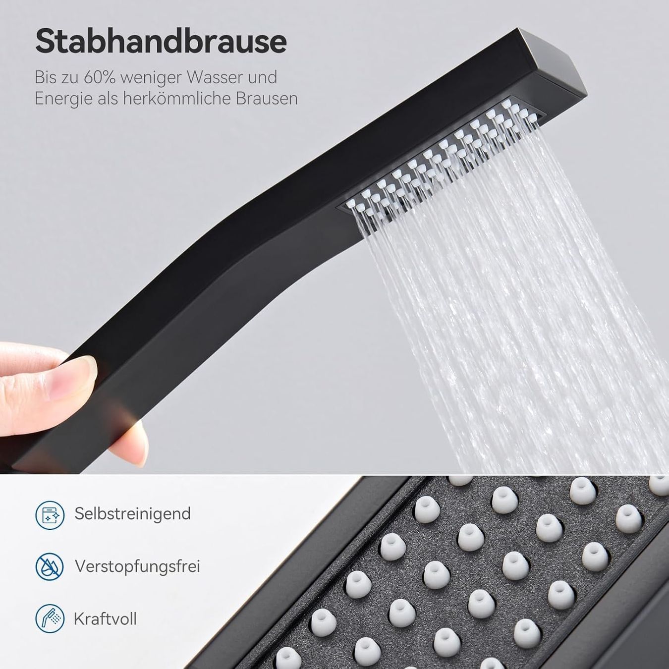Soffioni doccia: Regendusche Duschsystem Schwarz 30cm Edelstahl Duschset – Nuovo e nell'imballaggio originale da Zürich venduto da jasminleut 3