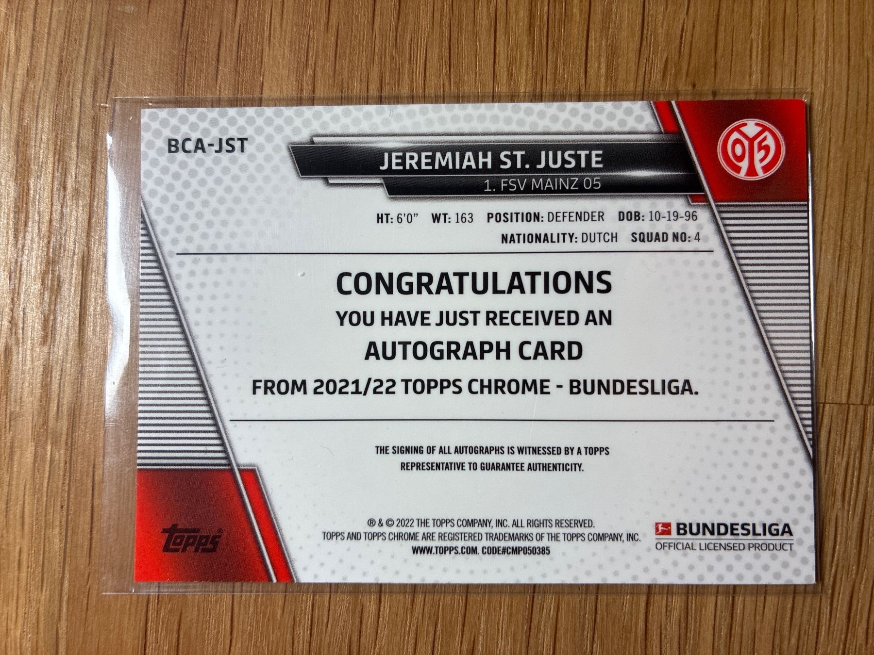 Topps Carte collezionabili: Topps Chrome Jeremiah St. Juste Autogramm – Usato da Wangenried venduto da Garagara 1