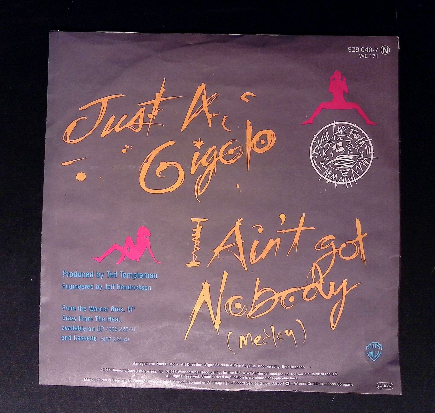 Schallplatten: David Lee Roth - Just a Gigolo 7 Single – Gebraucht aus Russo von  1