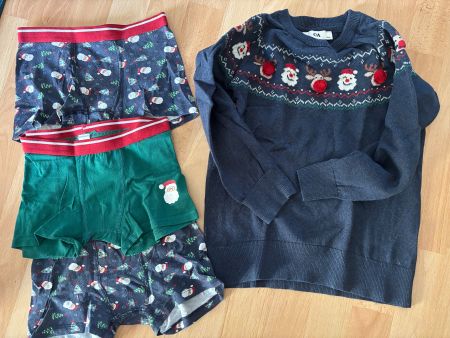 Weihnachtspullover Gr. 128 Boxerslips Boxershorts