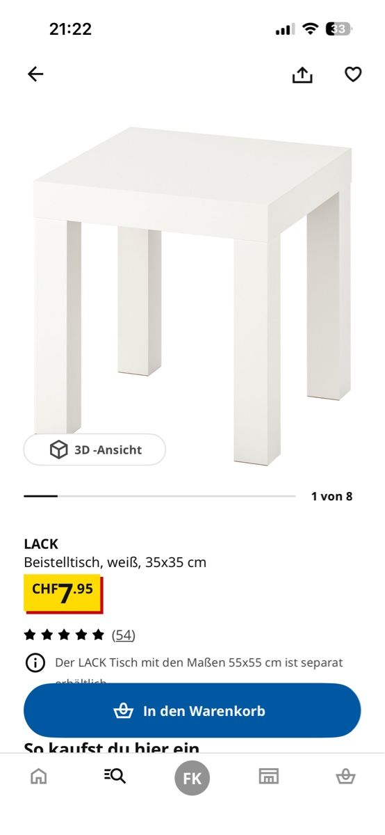 Tables de nuit: LACK Beistelltisch  – D'occasion à Heimberg par Fabii2712 1