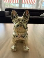 Deko Hund Französische Bulldogge glänzend gold Keramik Deko
