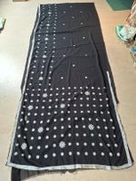 Stylisches Sari, schwarz mit Silbermuster - Festlich! Satoni
