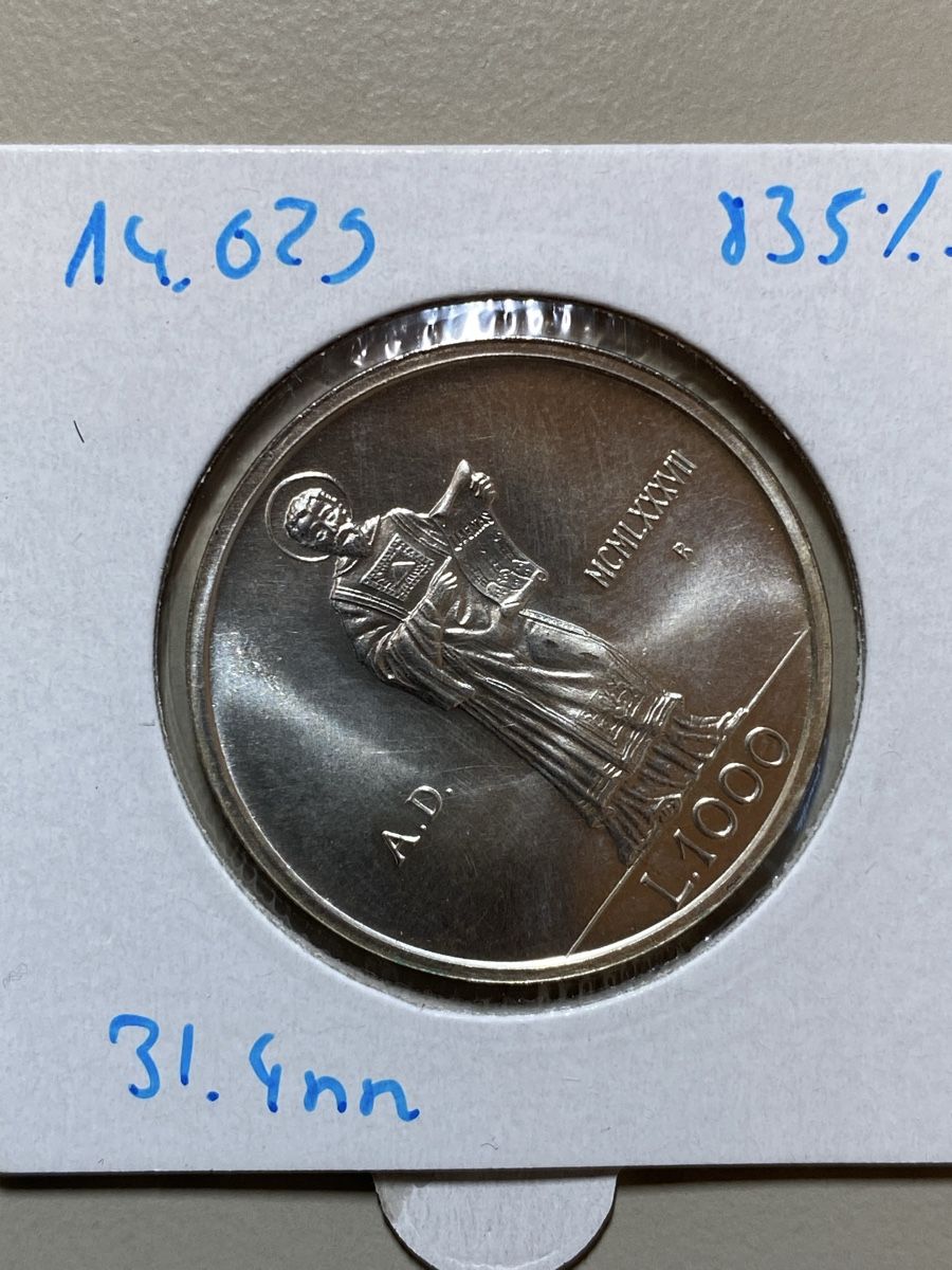 Alle Münzen: San Marin - 1000 lires - 1987 - UNC - AG  – Neu (gemäss Beschreibung) aus Payerne von Mike1682 1