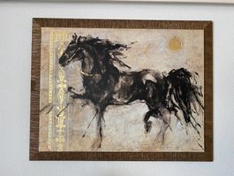 Vergoldeter Rahmen Gemälde Pferd 113x88cm