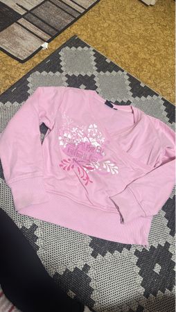 Rosa Mädchen Pullover mit Blumen, Grösse 128