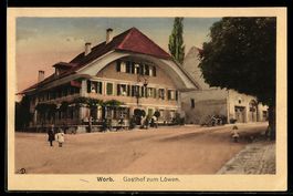 AK Worb, Gasthof zum Löwen mit Strasse