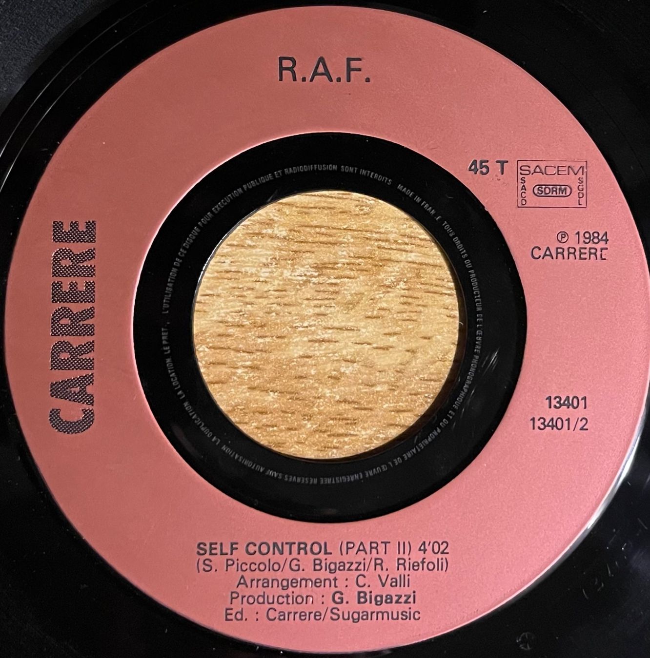 Vinyles: RAF - SELF CONTROL – D'occasion à Bussigny par vinyl-pas-cher 3