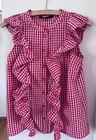Vero Moda. Bluse Kurzarm. Rot-Weiss kariert. Gr XS.