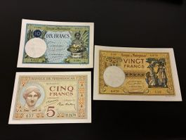 3 verschiedene Banknoten MADAGASCAR fast bankfrisch