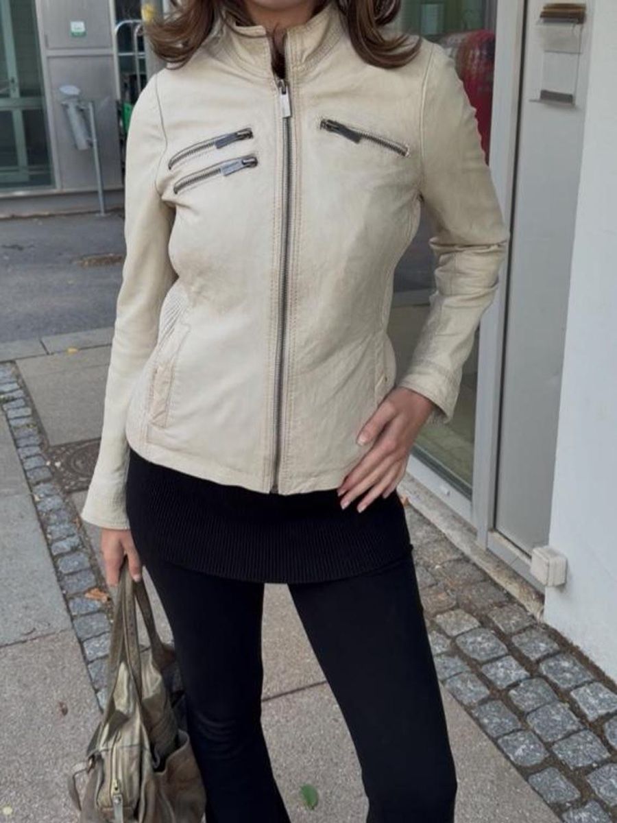 Vestes: Lederjacke Beige Weiss Silber  – D'occasion à Basel par Lara0104 4