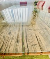 Esstisch 100x210x76cm, Altholz, Glas, Metall