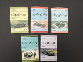 Nevis Lot mit Rennautos ungezähnt ** Luxus (C145)