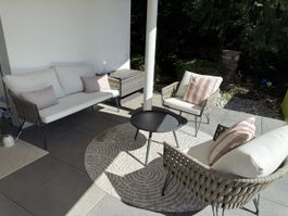 Gartenlounge Giardimo Rope Style beige mit weissen Kissen