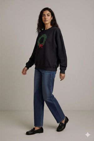 Lee Weihnachtskranz Sweatshirt - Schwarze Baumwollmischung