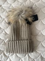 Warme Wintermuetze mit Echtfellbommel, neu!