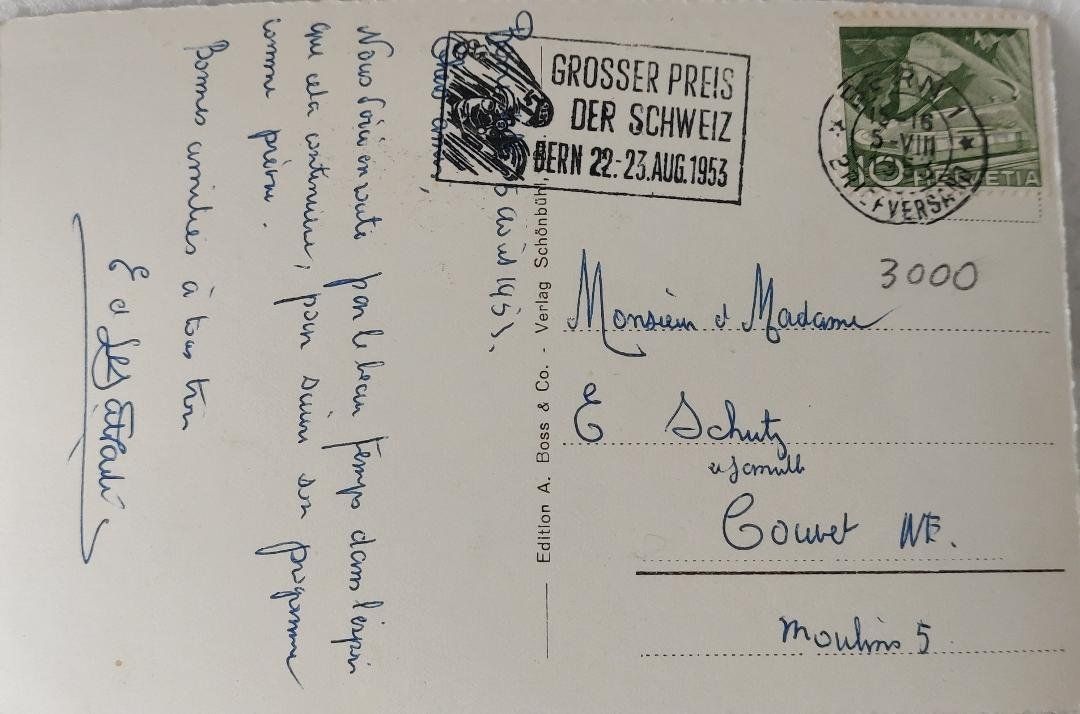 Cartoline postali: BERN  und die Alpen  -  1953 – Usato da Delémont venduto da Domdom1 1