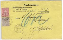 10 + 2 Rp. Sitzende auf NN-Beleg von AARAU nach NESSELNBACH