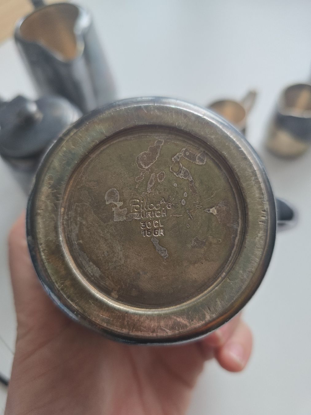 Set di piatti: 6-teiliges Kannen- & Milchkännchen schwer versilbert – Usato da Kreuzlingen venduto da Klingelton_21600 5